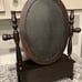 Vintage Cheval Jewelry Dresser with Oval Mirror Tabletop Shaving Vanity wood