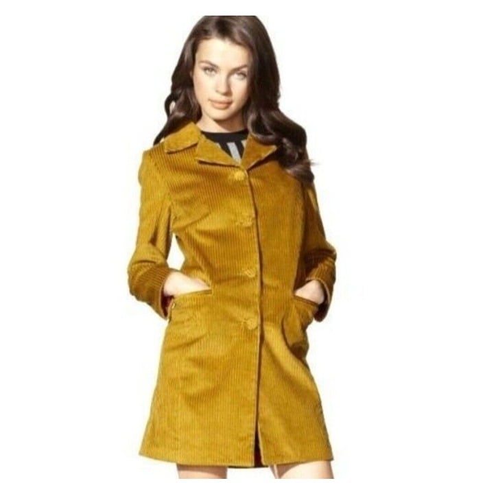 Missoni for Target Mustard Yellow Wale Corduroy Trench Coat Jacket Women’s Sz XS
