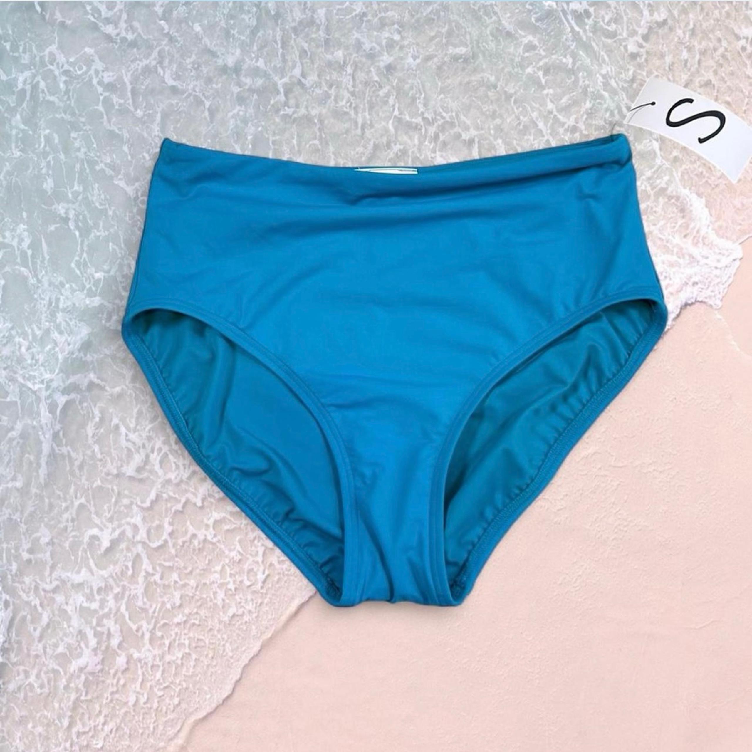 Contours coco reef high waisted shapewear bikini bathing suit bottoms light blue