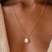 14K Gold Womens Solitaire White Natural Pearl Necklace 16 18 Paperclip Chain