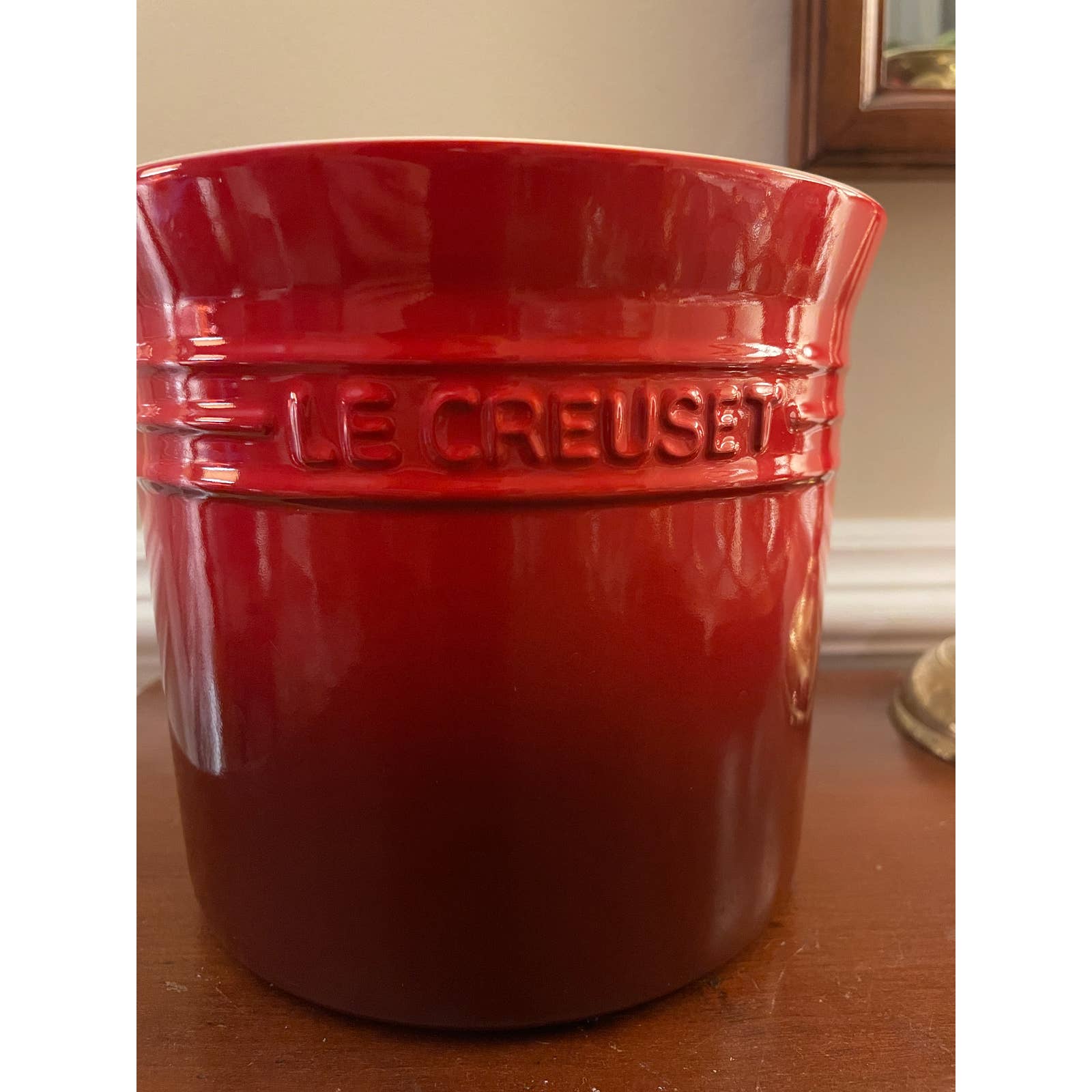 Le Creuset Red Stoneware Utensil Crock