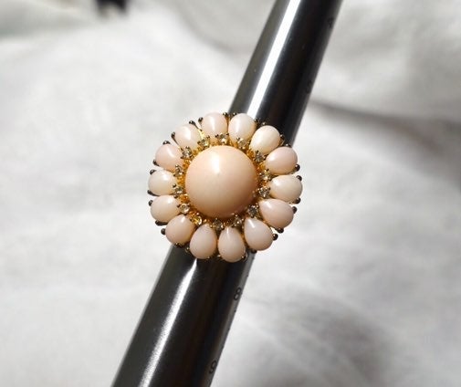 Vintage Pink Gemstone flower ring