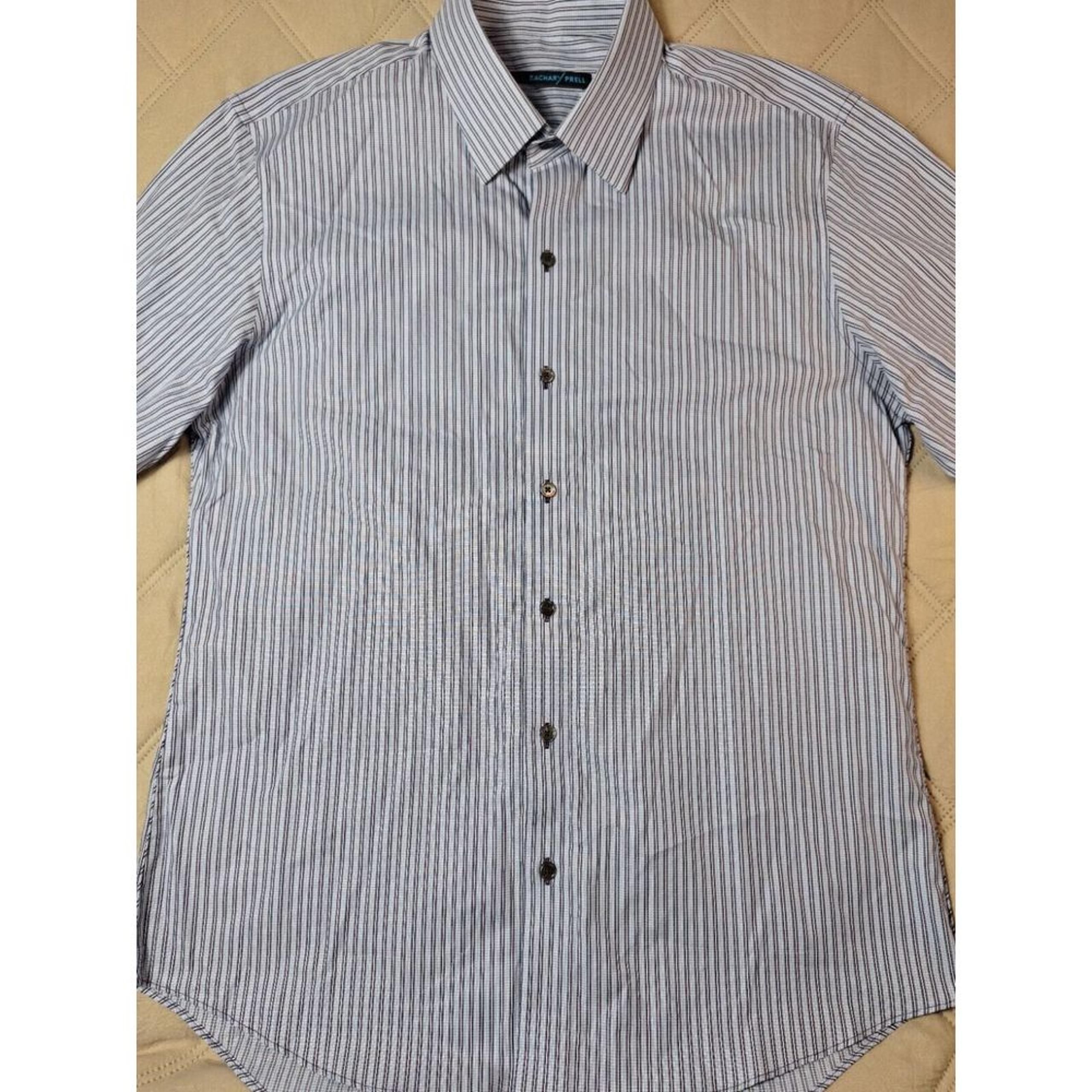 ZACHARY PRELL Button-Up Shirt Mens Sz M Blue Purple Stripe Classic Long Sleeve