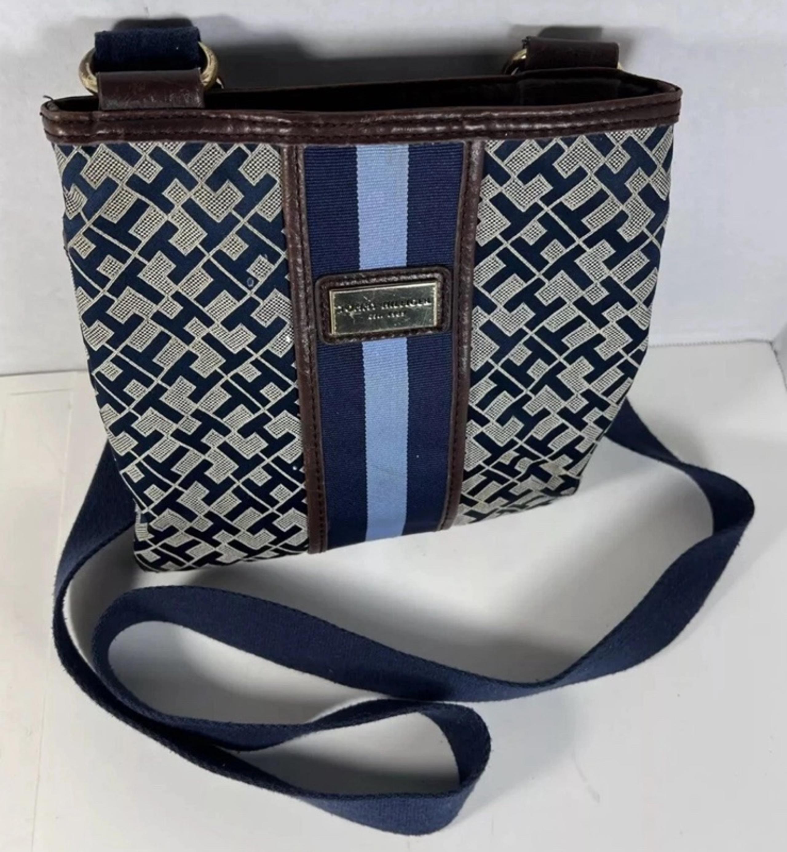 Tommy Hilfiger Signature Blue Crossbody Purse Adjustable Strap Shoulder Bag