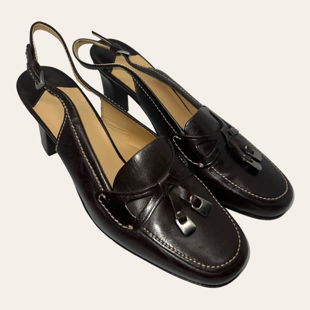 WOMEN’S ANTONIO MELANI HEELS CLOSED TOES TASSELS ON TOP ALL LEATHER SIZE 6.5
