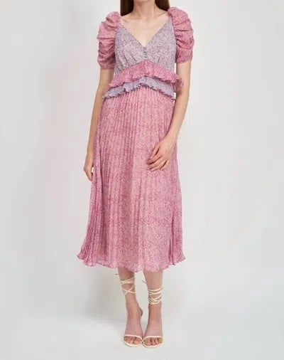 En Saison Annie Pleated Midi dress- size M, color lilac