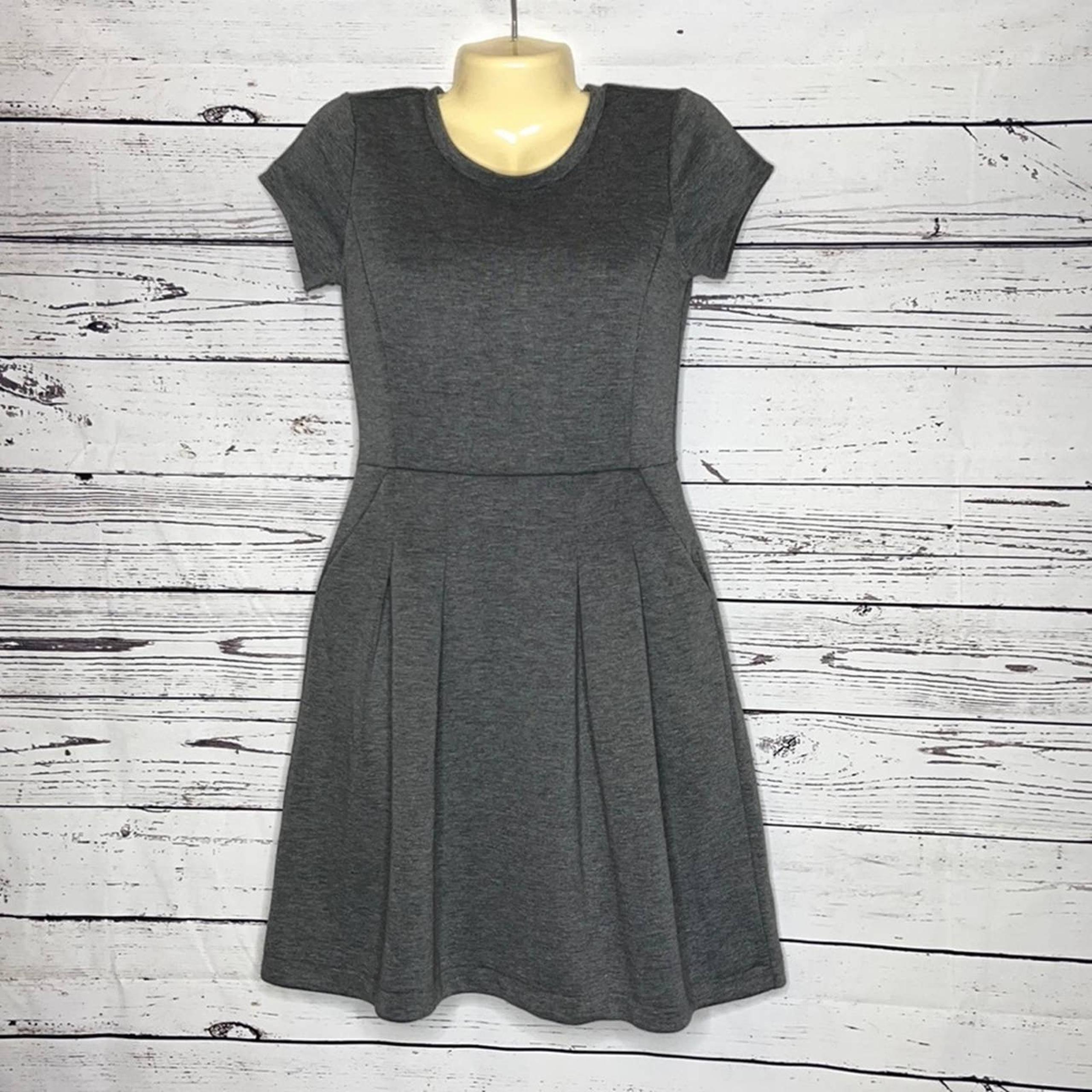 Halogen NWT Sz 6 Heather Gray Pleated Exposed Zipper Fit & Flare Interlock Dress