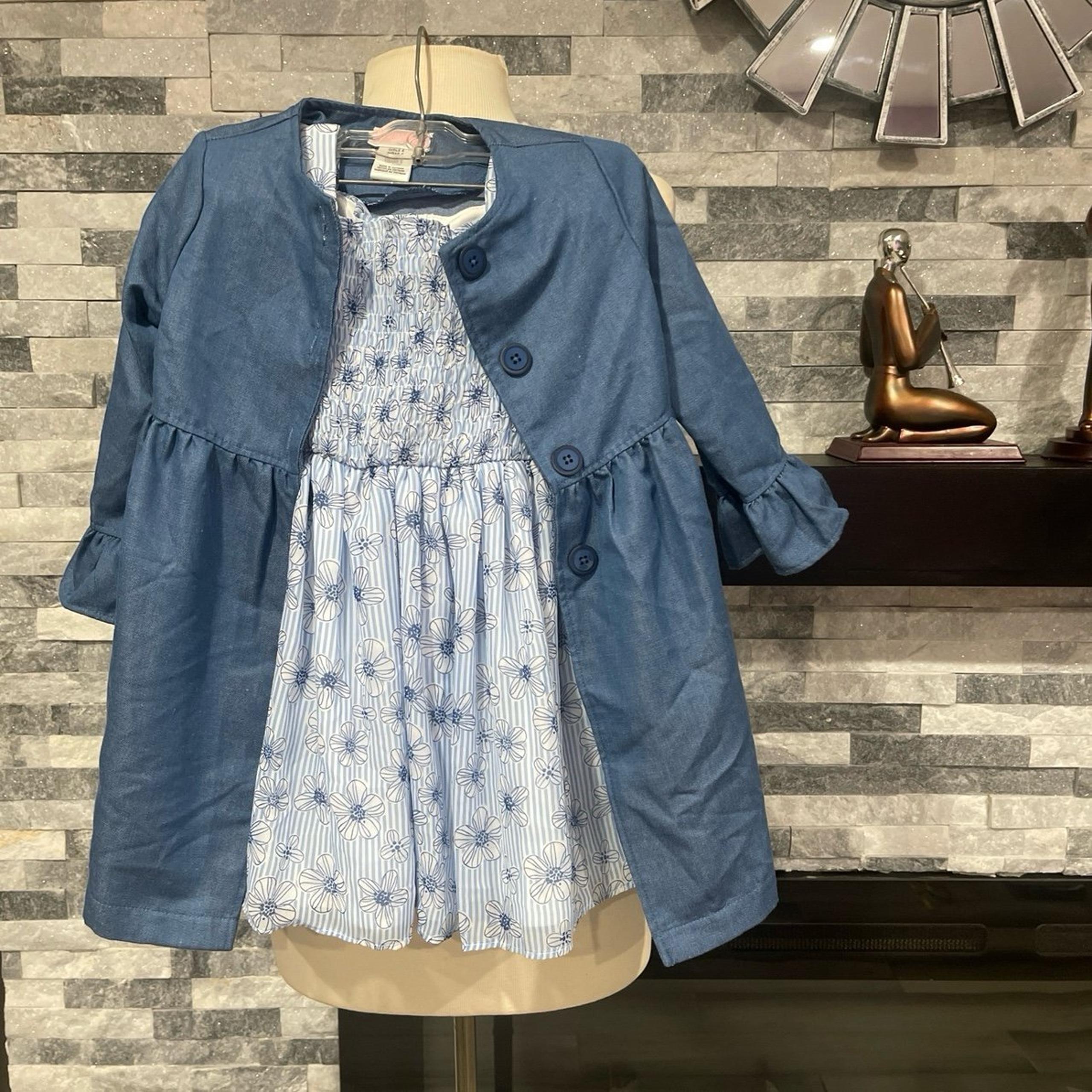 Youngland  Girl Size 4 Blue Dress & Coat Set 2 Pc Fancy Tulle