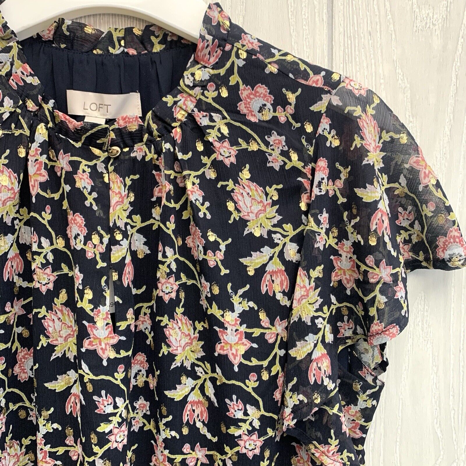 Loft Blue Floral Short Sleeve Dress Size Small NWT