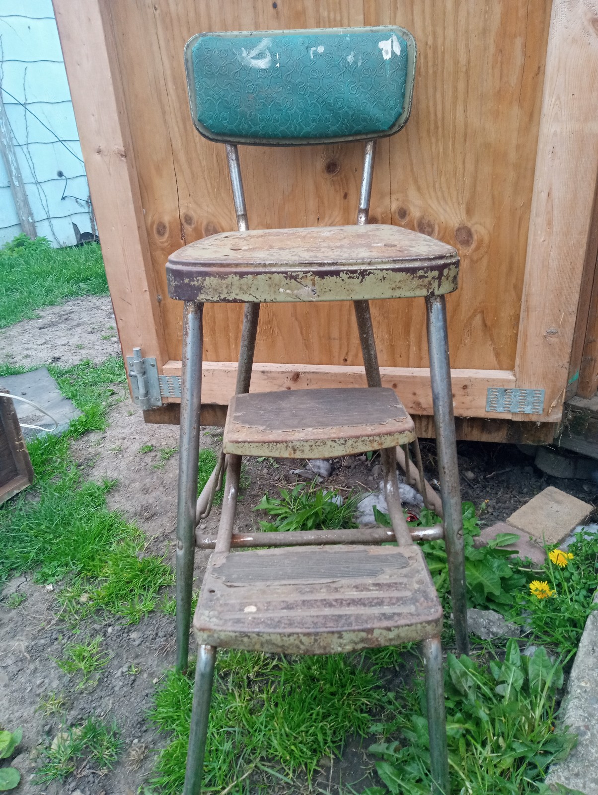 Retro Kitchen Step Stool Metal Cosco Chair Plant Stand Shop Garage
