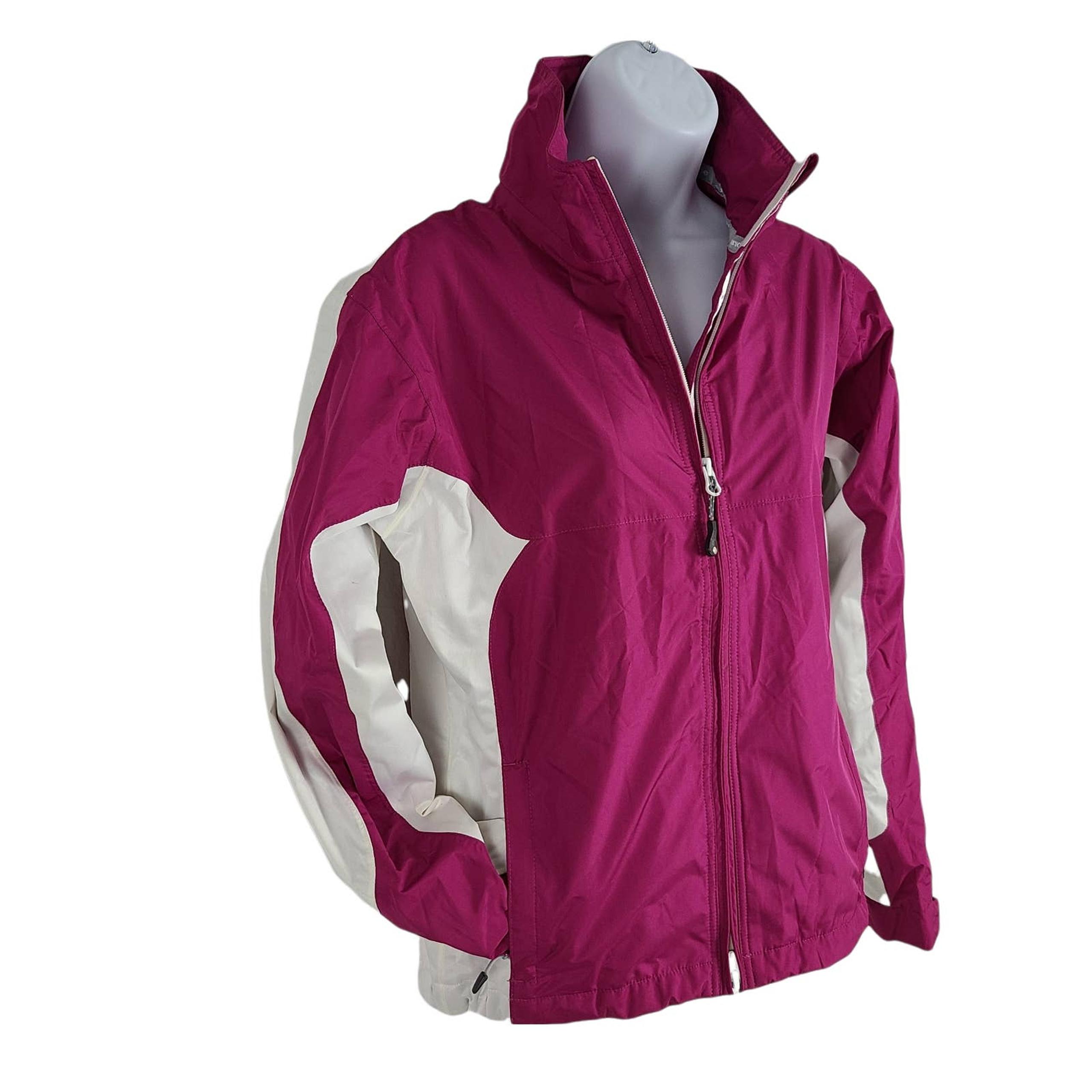 Sunice Typhoon Waterproof Rain Windbreaker Jacket Small Full Zip Pockets Pink