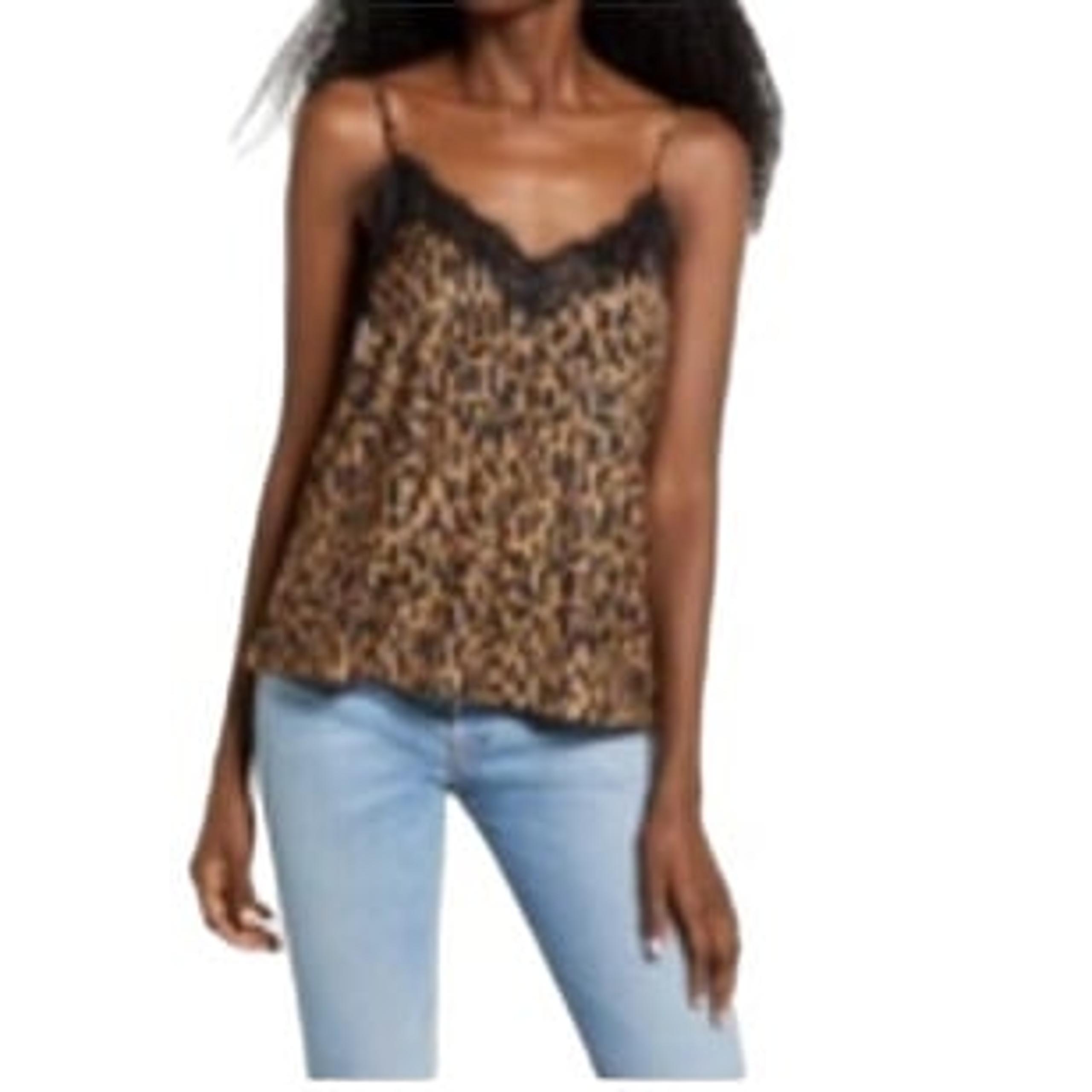 Size  XXS Lace Trim Satin Animal Print Camisole