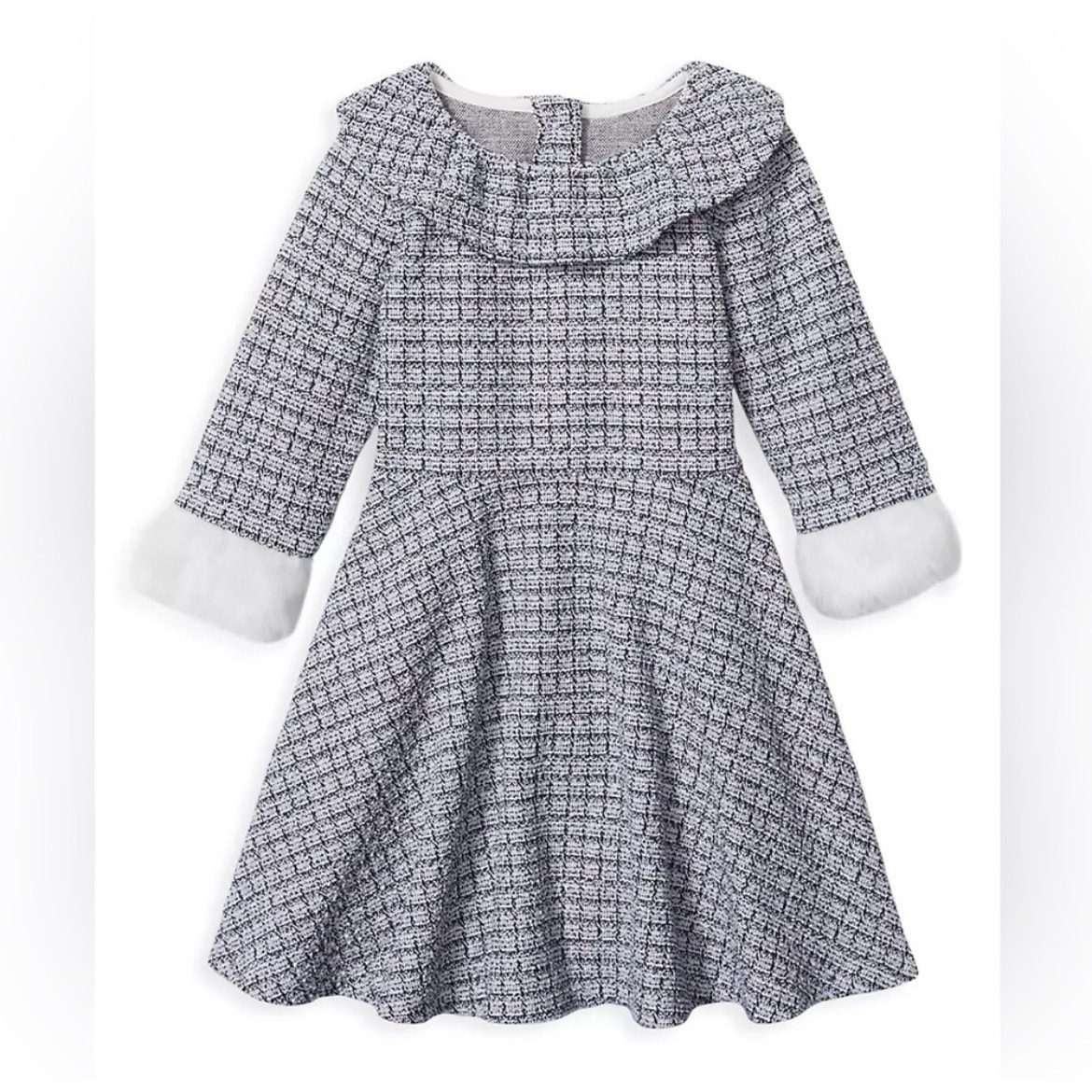 Janie and Jack Little Girl's Tweed Faux Fur-Trim A-Line Dress ( 3T )
