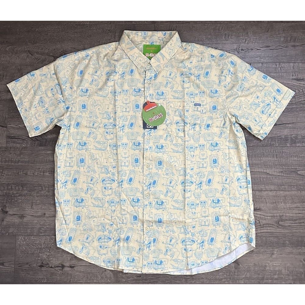 RSVLTS Nickelodean SpongeBob Squarepants Yellow Button-Up Shirt Size 3XL