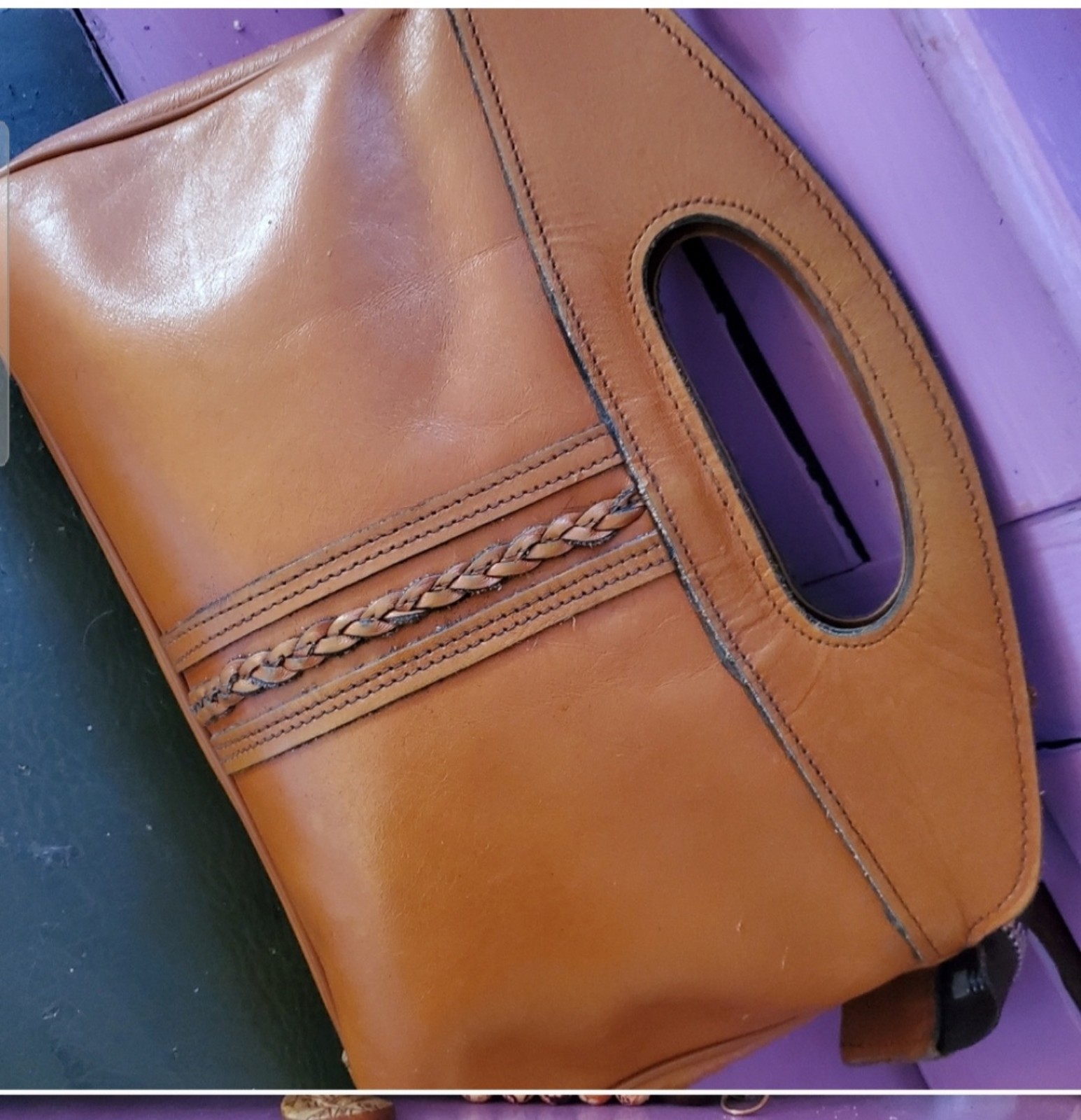 Vintage 70s Leather Clutch Purse