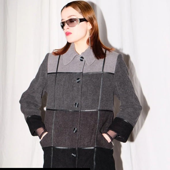 FAZE Multi Tonal Grey Wool Cashmere Coat Size 38-M