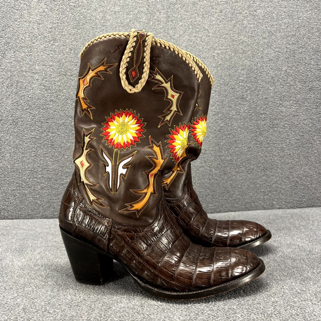 Frye Boots Womens 8.5 B Hope Limited Edition Brown Floral Embroidery Western
