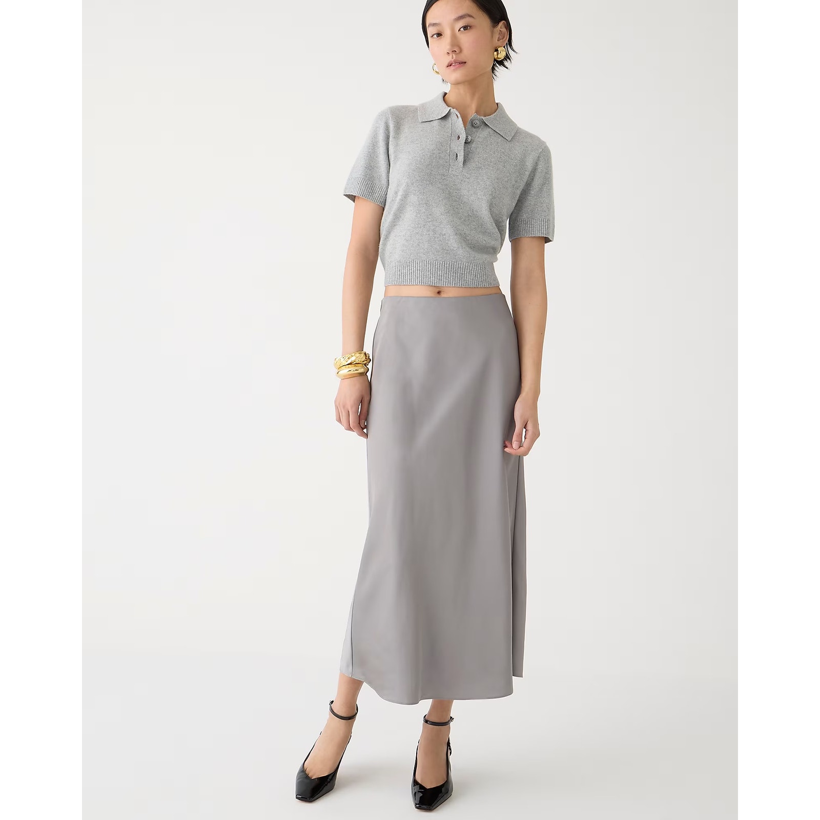 NWT J.Crew Gwyneth Slip Skirt in Vintage Dove Gray Size S