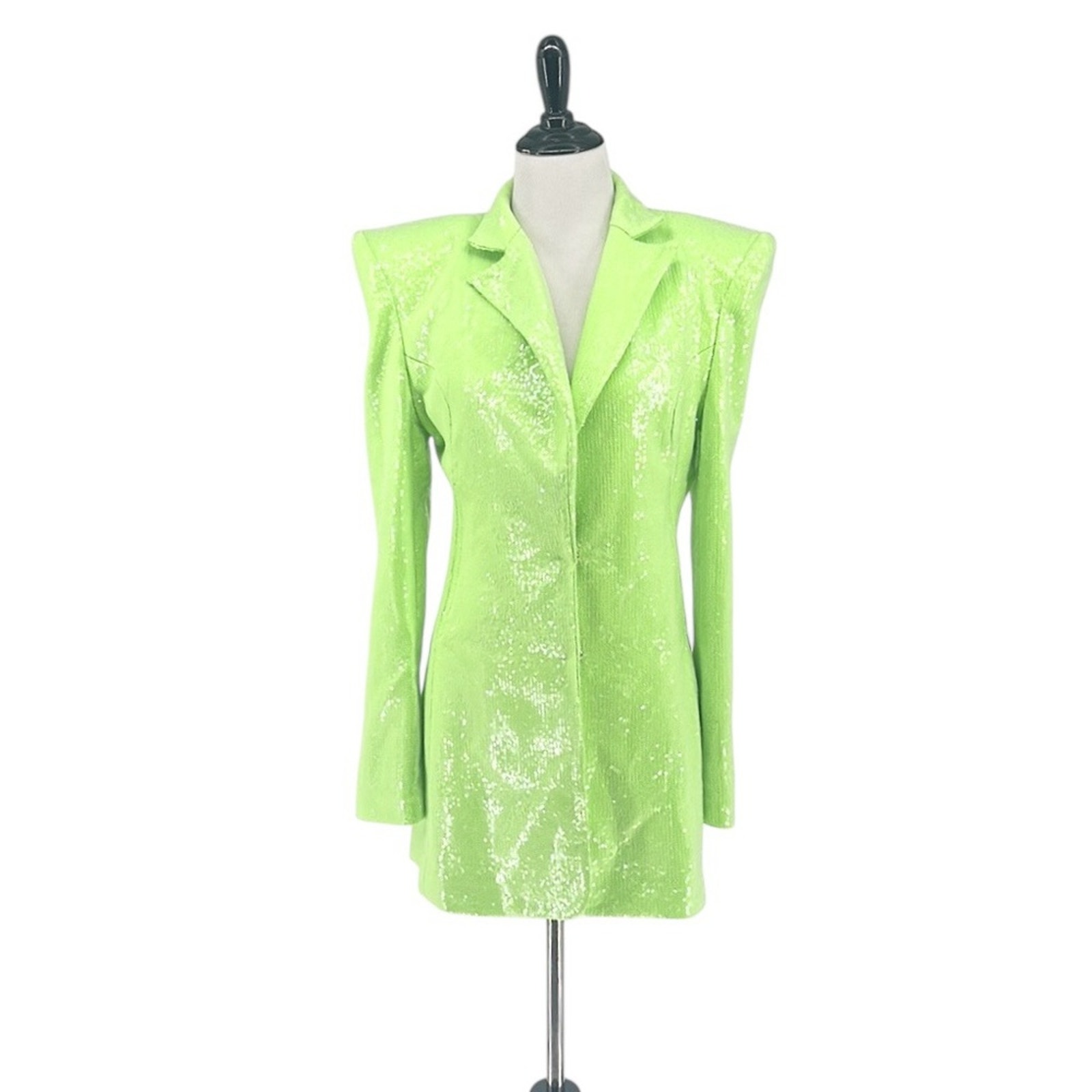 Bronx and Banco Blazer Zizi Neon Green Sequin Embellished Mini Dress Size XS 2