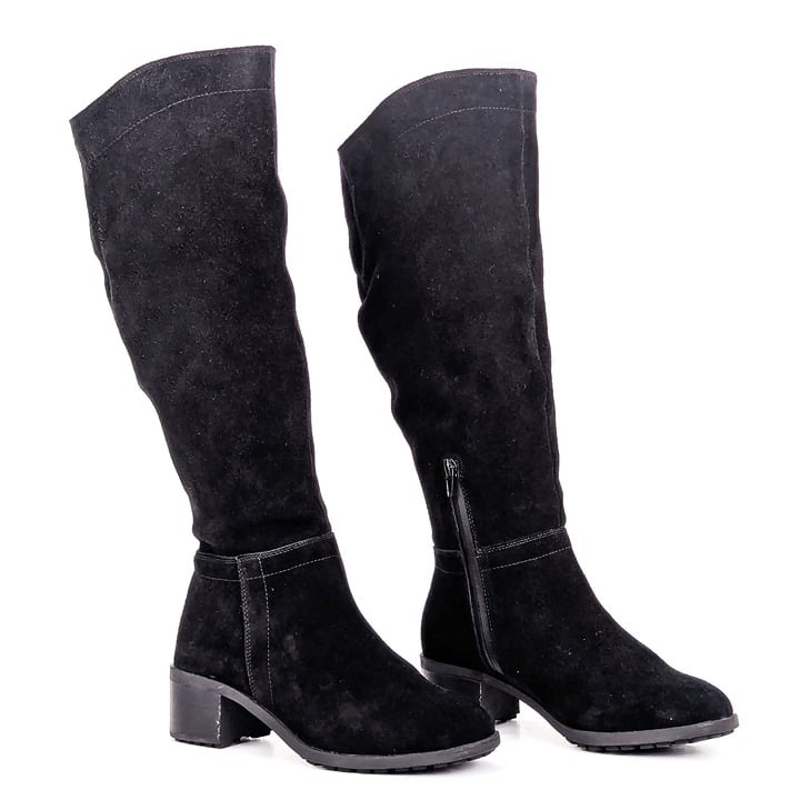 Blondo Women Tatiana Black Suede Waterproof Wide Calf Office Dress Boots sz 7