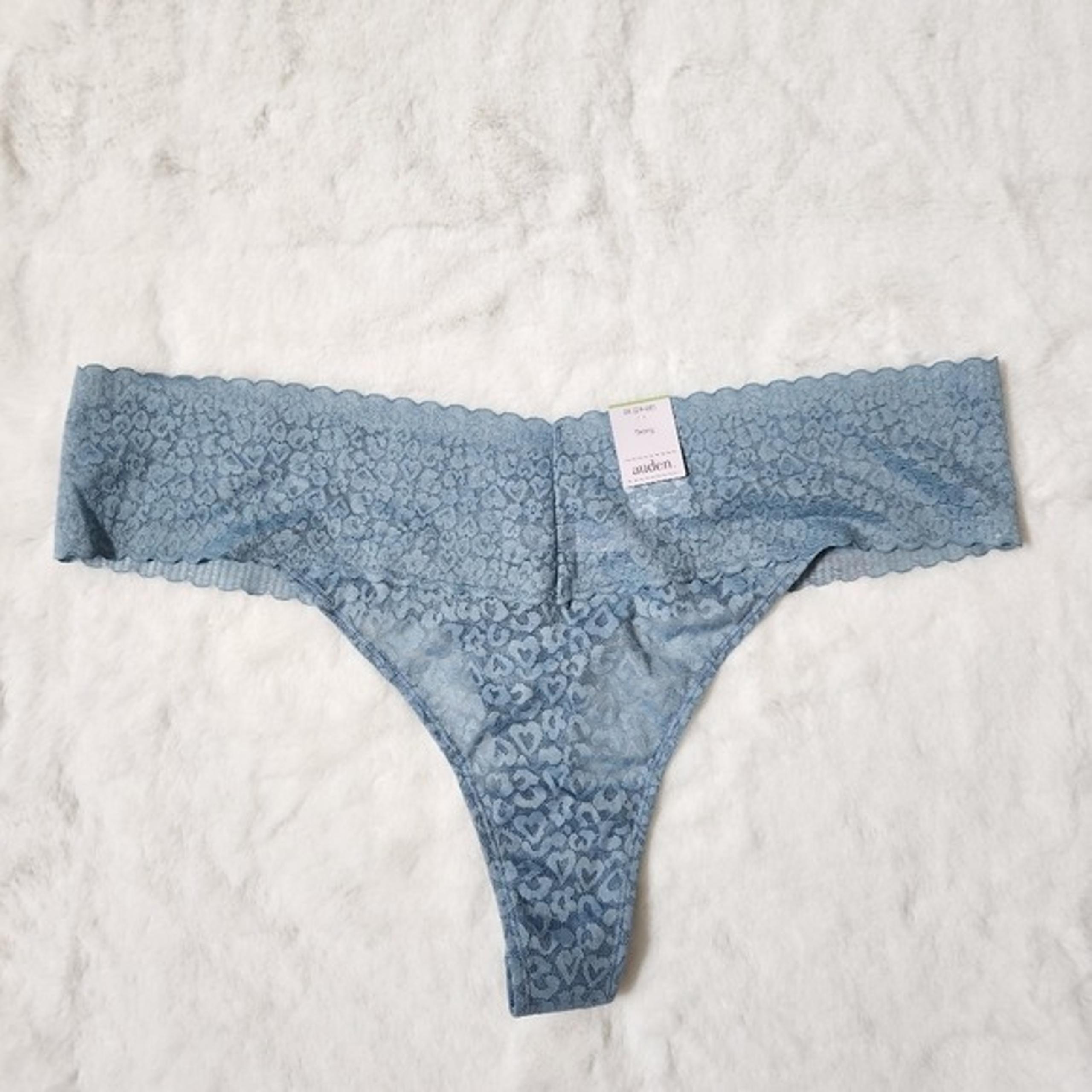 Auden Womens All Over Lace Thong  Blue Underwear Size 3X  (thong)