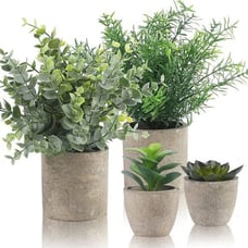 NEW 4 Packs Fake Plants Small Artificial Plants Indoor