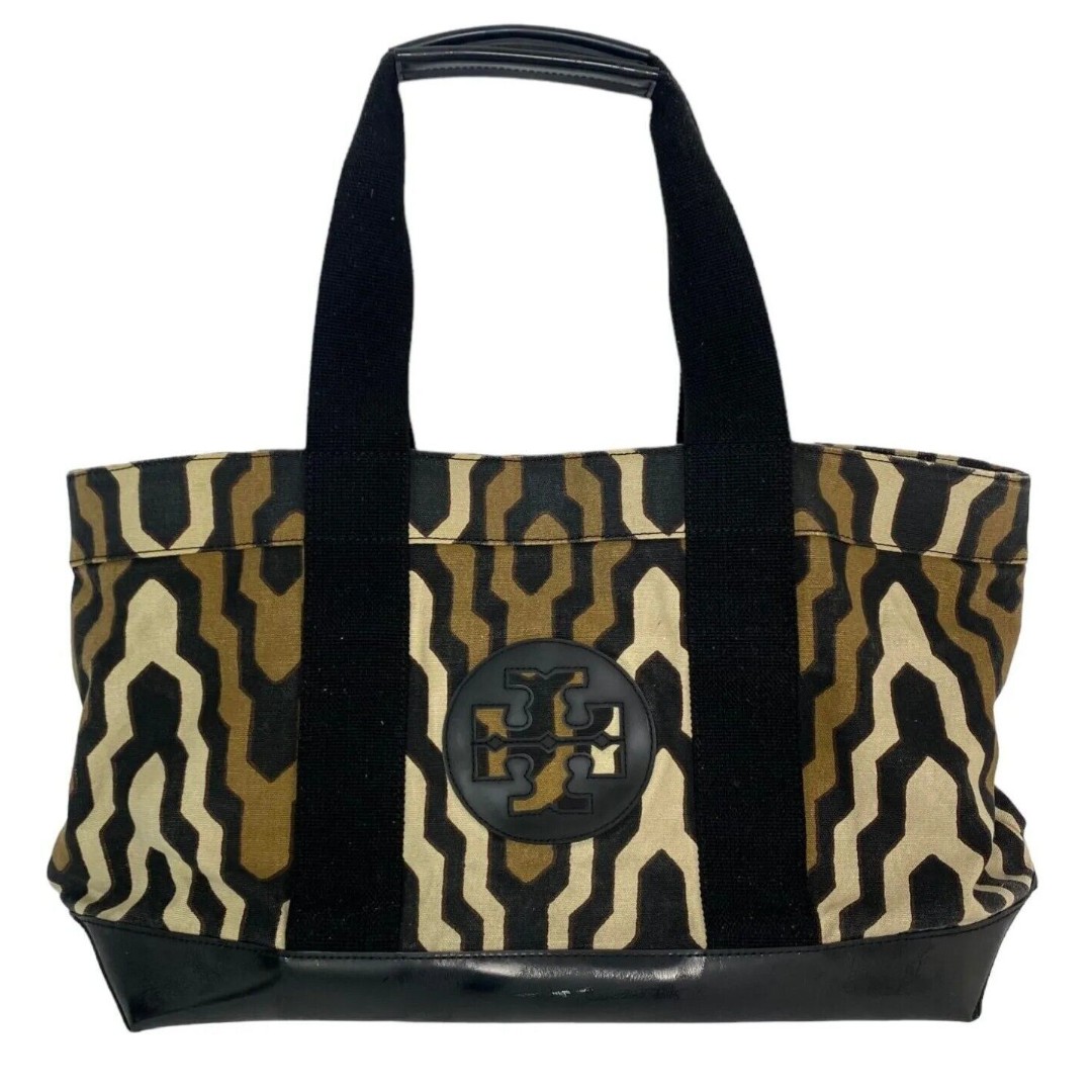 Tory Burch Ella Exotic Geometric Print Fabric Tote Hand Bag Purse Shoulder Bag