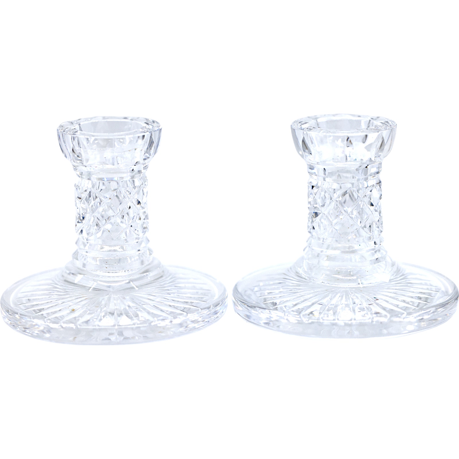 Cristal d'Arques Crystal Eventail Candlestick Holders 3 x4.25 [Set of 2]