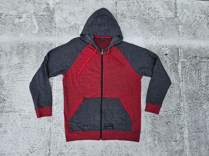 Oakley Men Hoodie Sweater Zip Up Long Sleeve Red/Black Jacket Size S/P