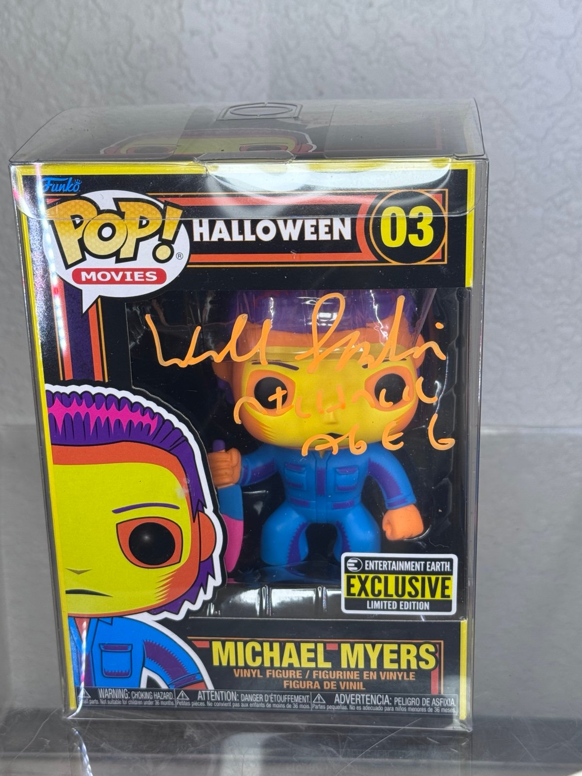 Michael Myers Funko pop signed by Will Sandin