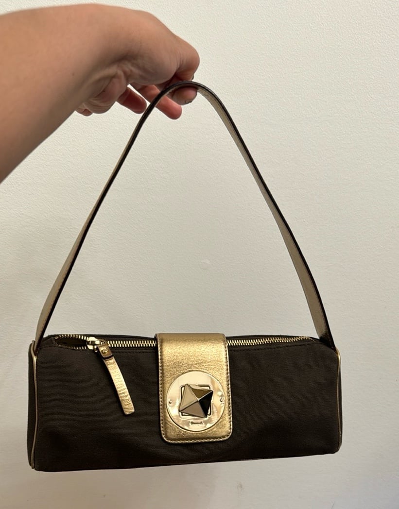 Kate spade vintage y2k rare small brown and gold shoulder bag