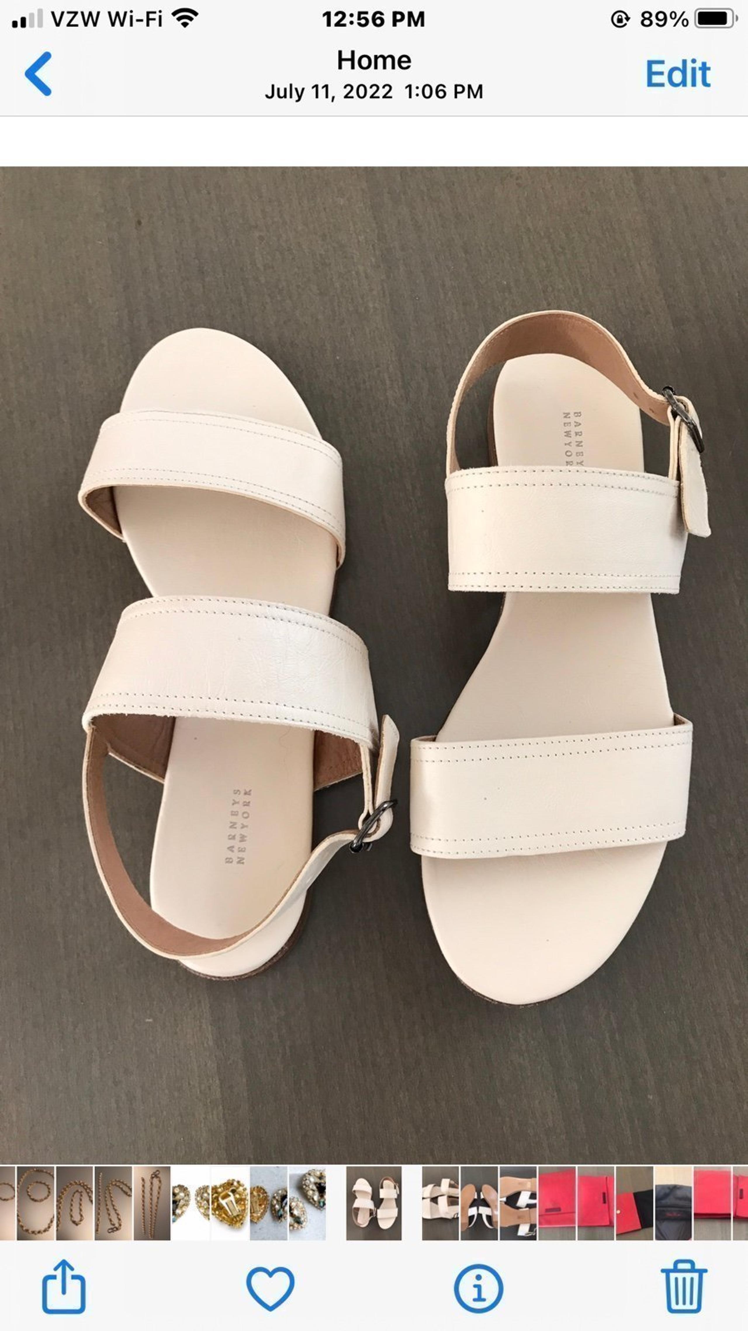 Barney’s New York Brand Made in Italy All Leather Women Double Strap Sandals New