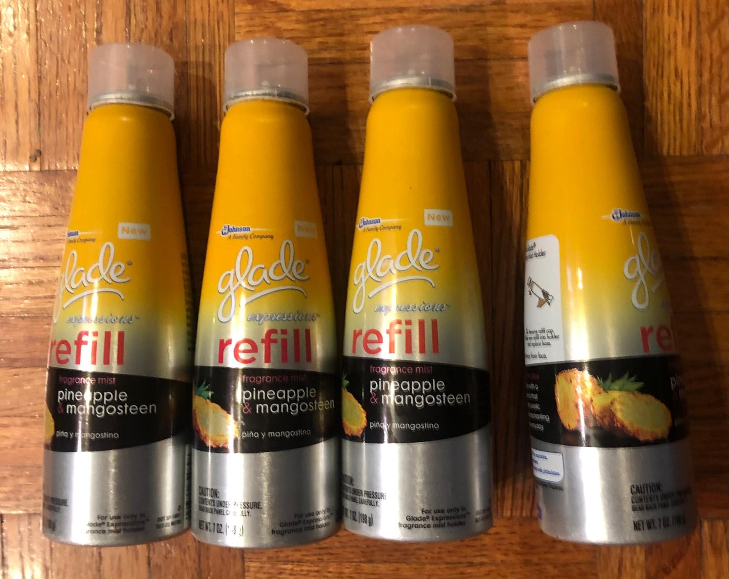 4 B New Glade refill air freshener sprays pineapple & mangosteen