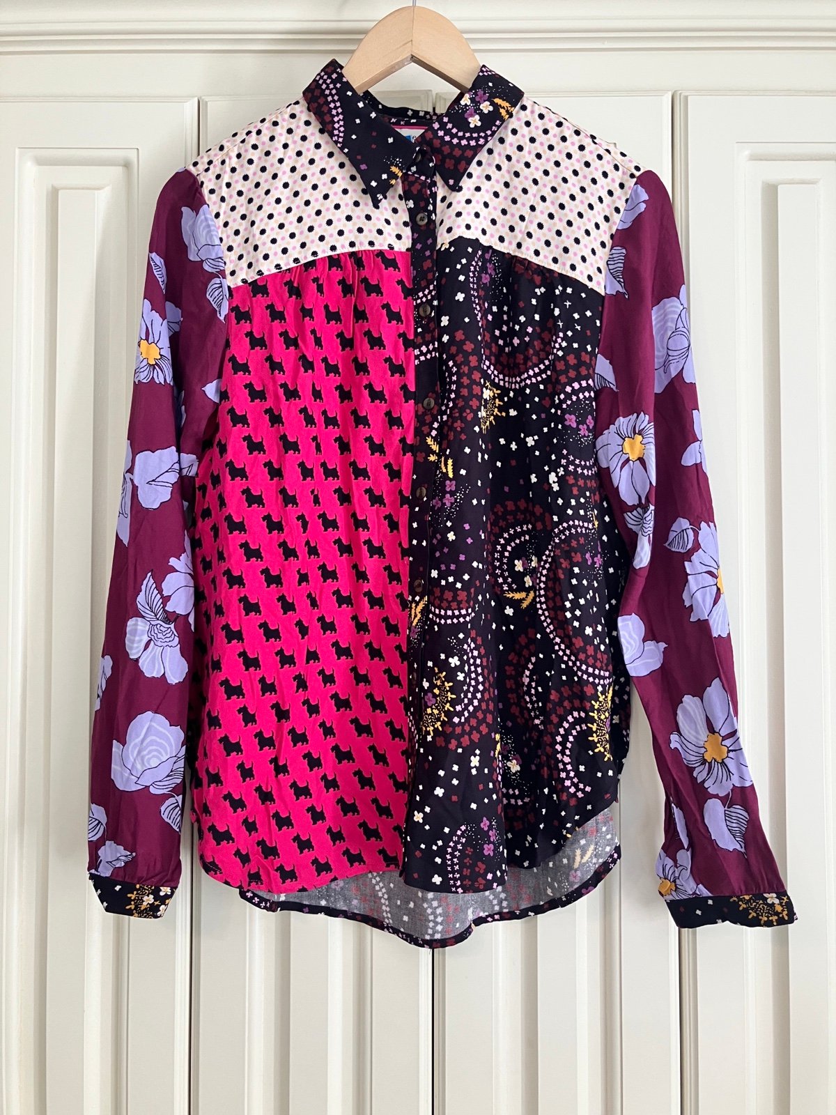 Maeve Anthropologie Multi Design Colorful Button Down Shirt Size M
