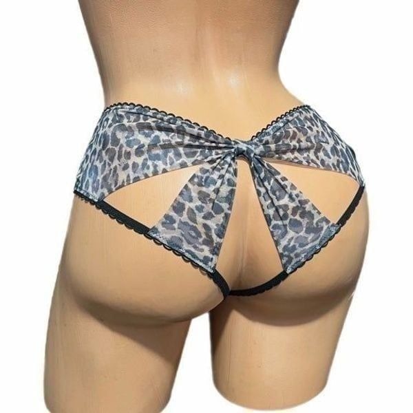Victorias Secret Very Sexy Mesh Bow Cutout cheeky panty Animal print Xl