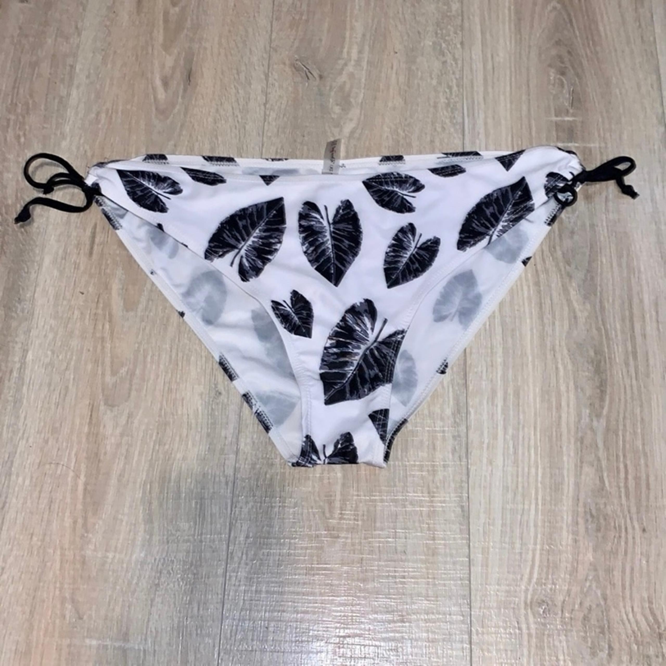 Rose Gal white leaf print bikini swimsuit bottom