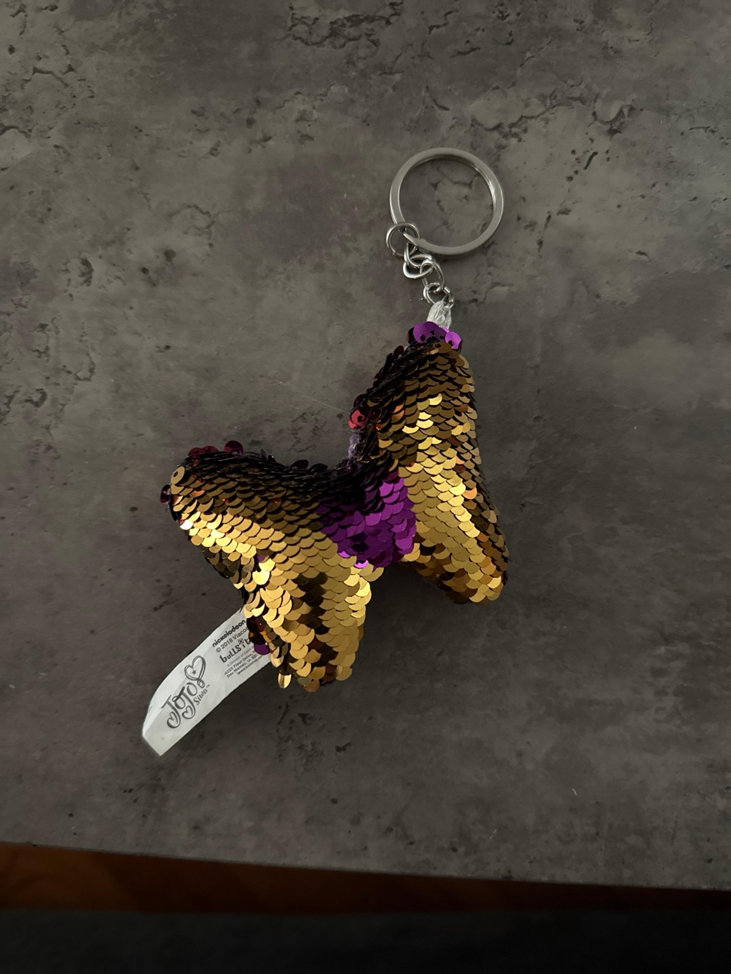 Multi Color Keychain purple gold sequin
