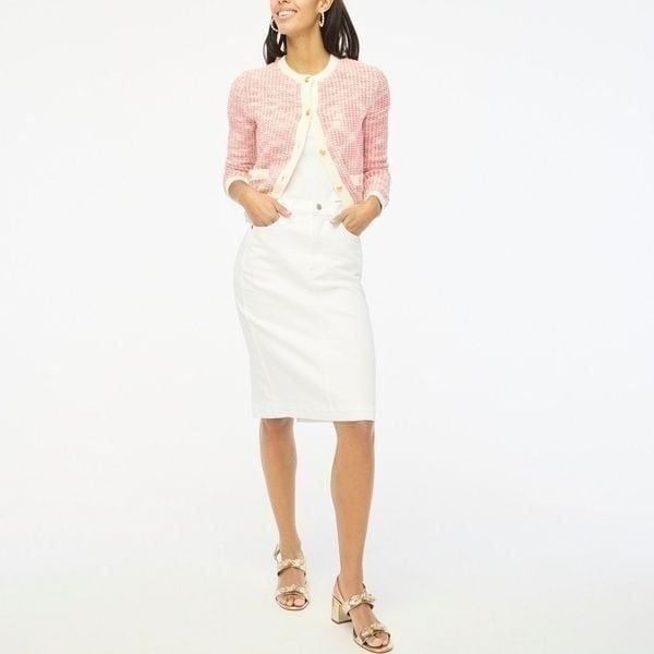 70 J Crew denim midi skirt white size 18