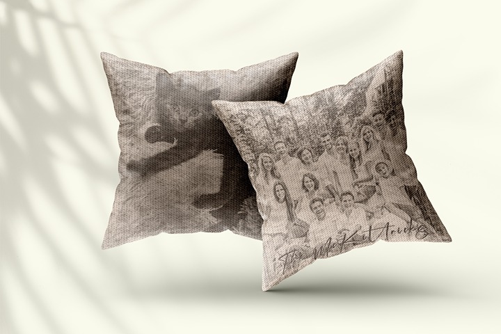 Personalized Faux Suede Square Pillow 14''×14'' | Vintage Photo Effect | Custom