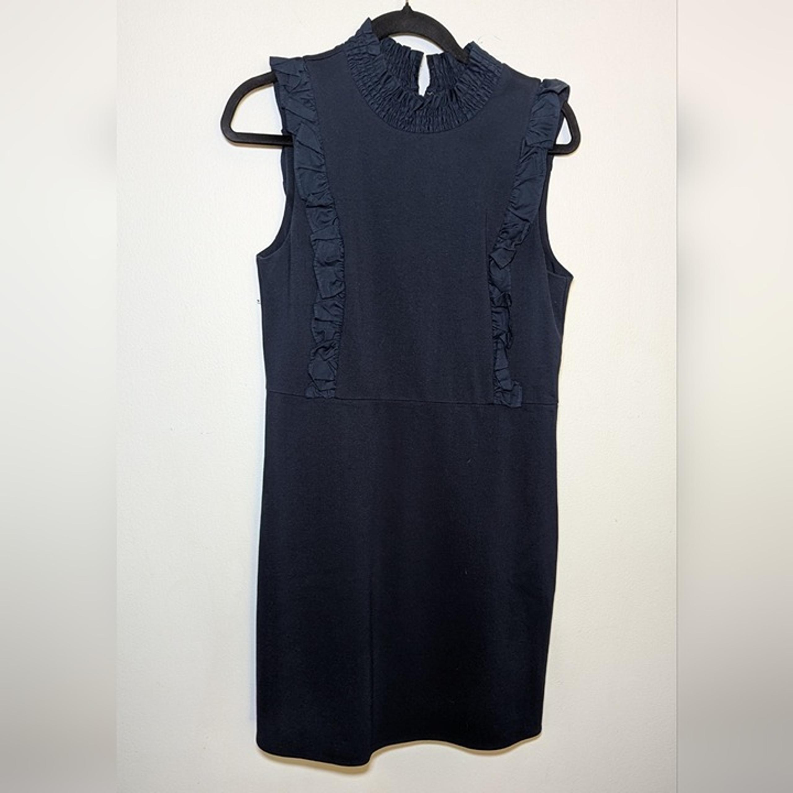 Chelsea28 Navy Blue High Neck Ruffle Dress Sleeveless Women's Size 8