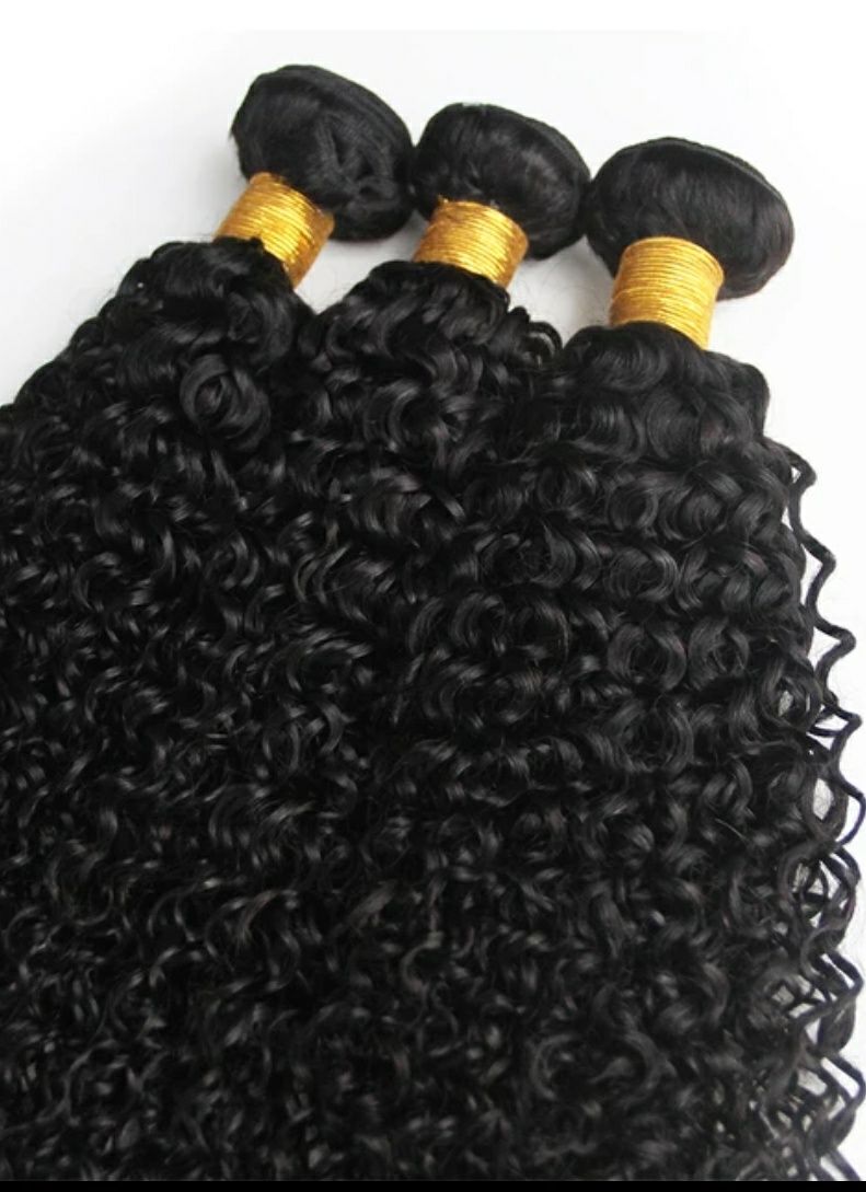 Kinky curly Brazilian hair bundles 4pc