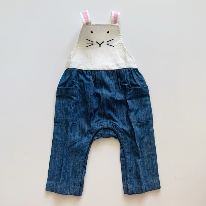 NEW Hanna Andersson Baby Bunny Embroidered Overalls 6-12 months