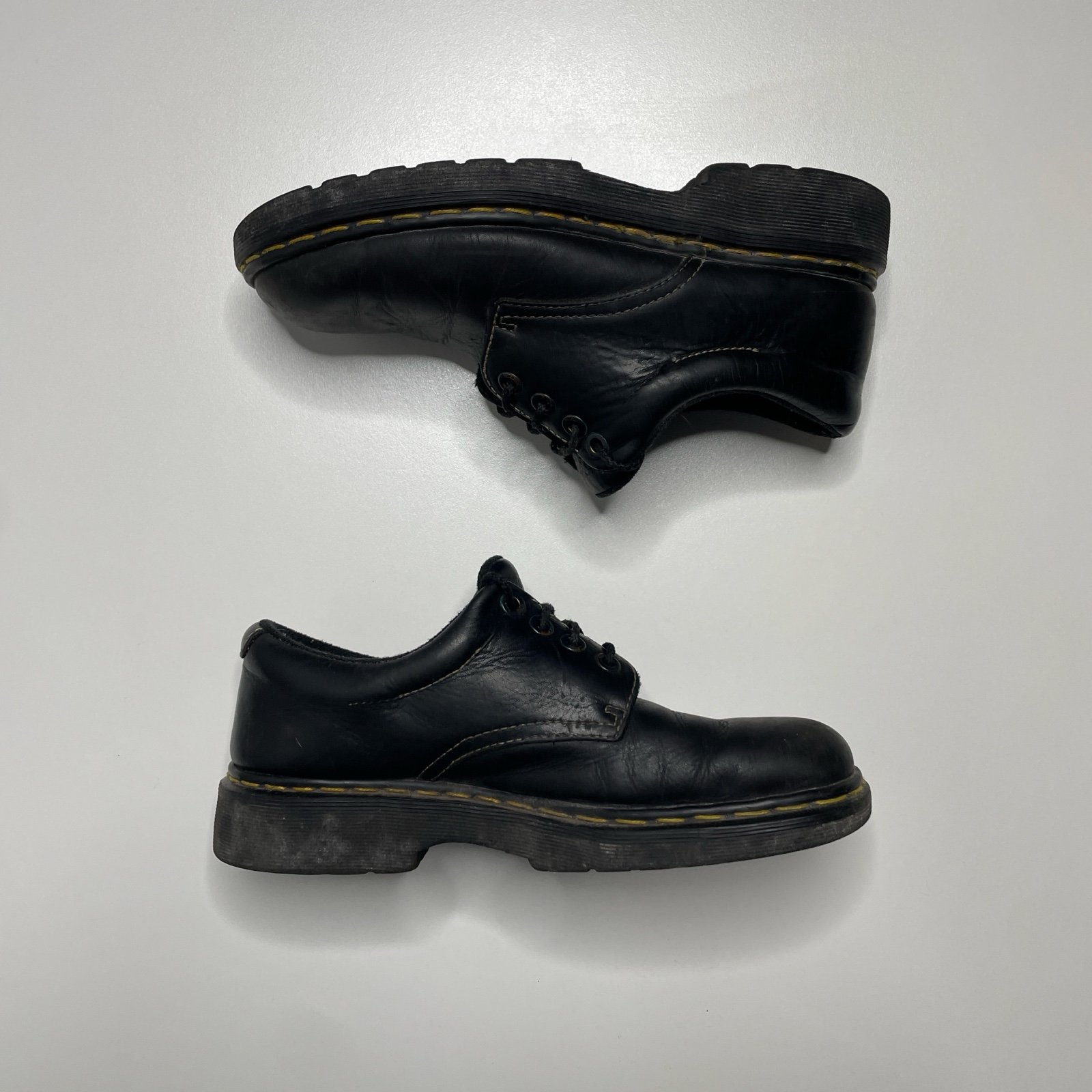 Vintage 90’s Dr. Martens Made In England Black Leather Low Platform Chunky Shoes