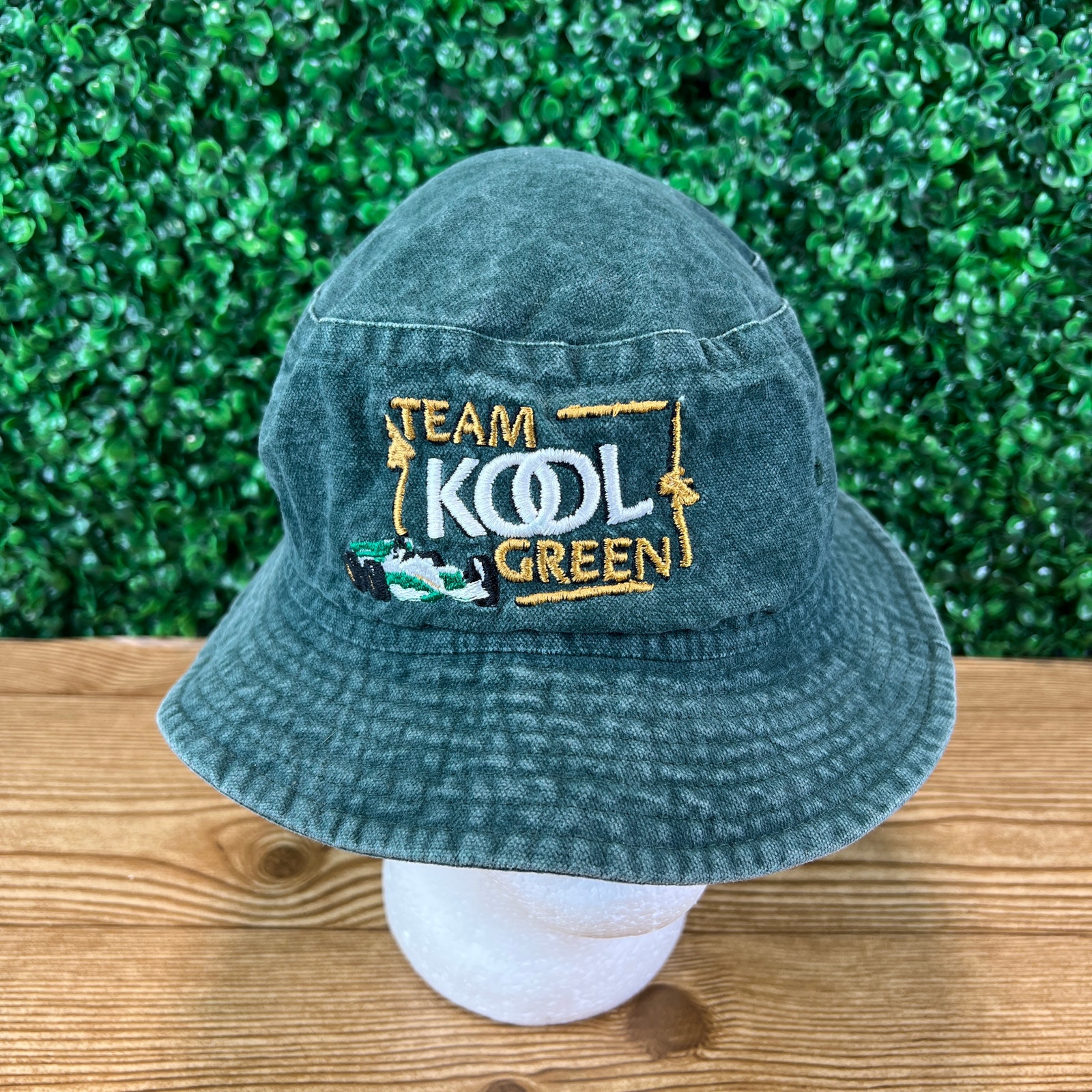RARE Vintage Team Kool Green Indy Car Bucket Hat Paul Tracy Dario Franchitti