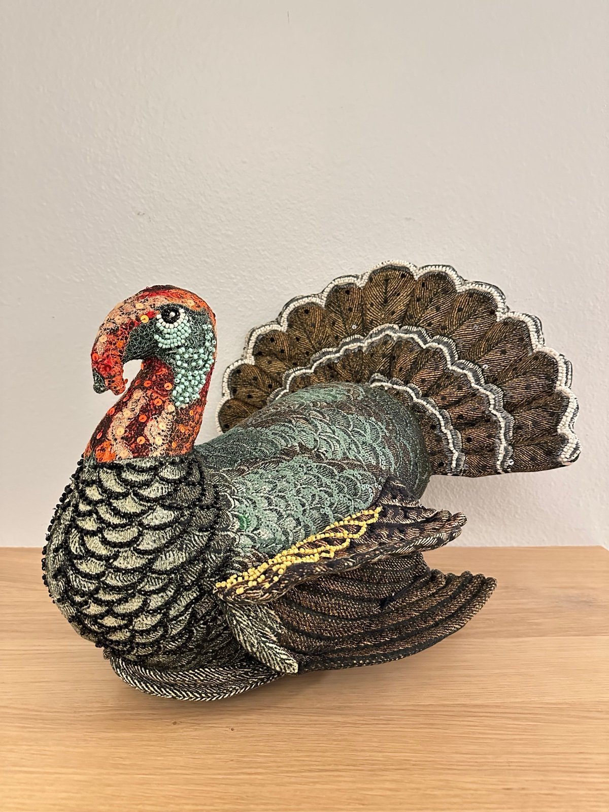 2024 John Derian x Target 16 x15 Beaded Turkey Shaped Novelty Plush Pillow NWT