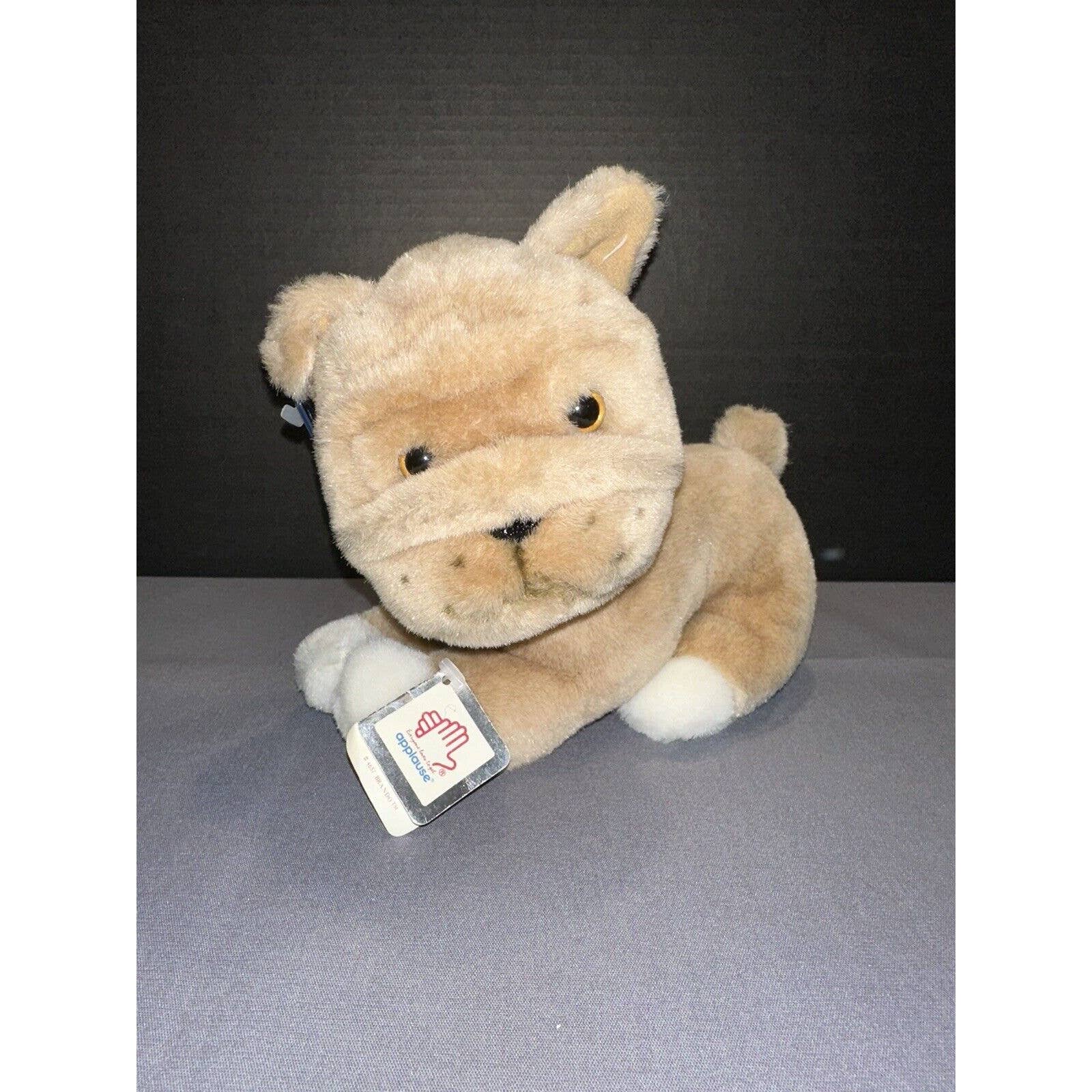 Vintage APPLAUSE Wallace Berrie Plush BULLDOG Brando 1986 New W/ Tags