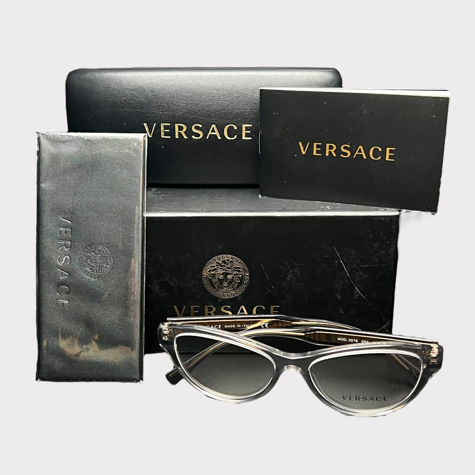 Versace VE 3276 593 Transparent Grey & Gold Eyeglasses Frame [52-15-140]