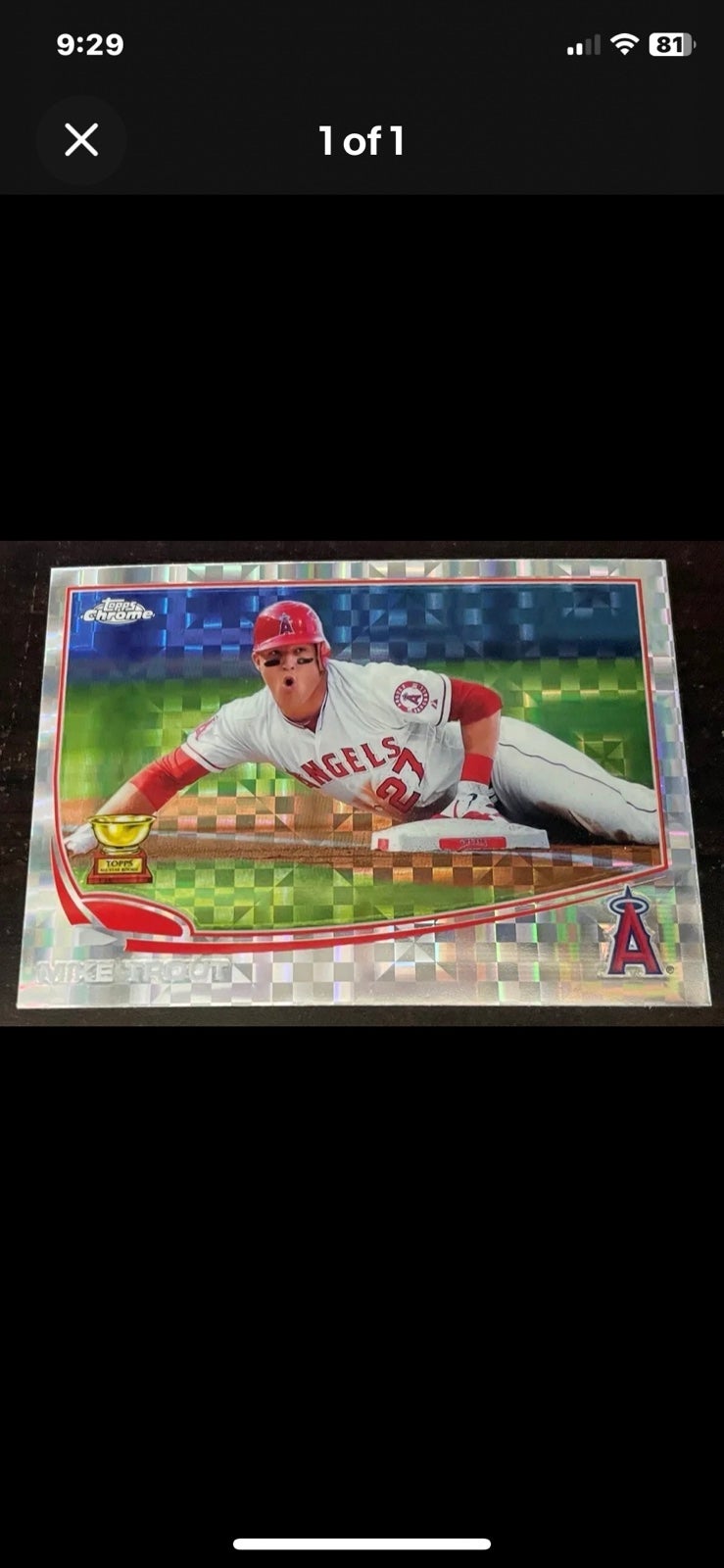 2013 TOPPS CHROME #1 MIKE TROUT XFRACTOR REFRACTOR TOPPS ROOKIE CUP