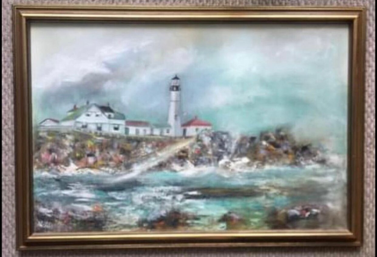 Beautiful Original Vintage Nautical/Lighthouse Oil Painting Framed, Signed & Dat