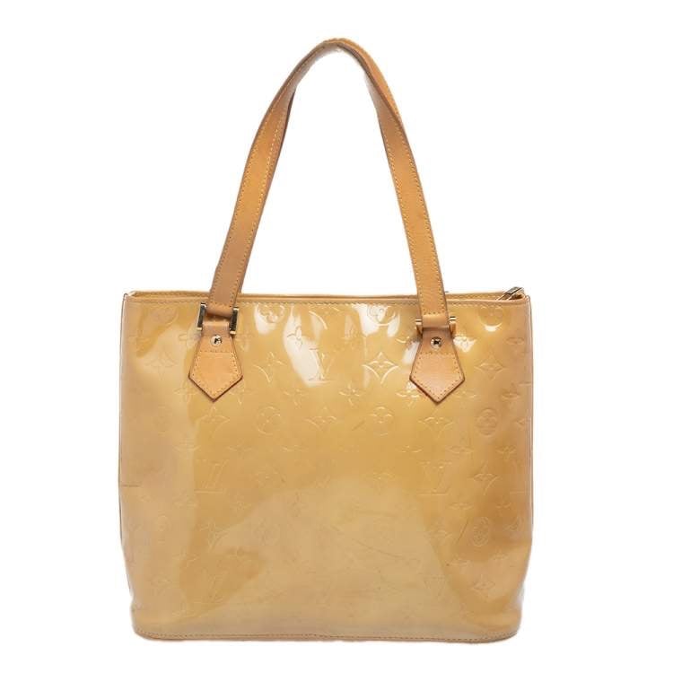 Authentic Louis Vuitton Houston tote in Monogram gold vernis leather